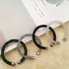 Bracelets de manchette en argent pour femmes, breloque de marque, strass noir et blanc, bijoux à la mode pour femmes