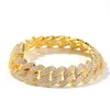 Hip Hop Tennis Miami Curb Cuban Link Chain Armband Personlighet kan öppna Lock Men Bling CZ -rappare