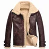 Heren Faux Leather bont gevoerde fleece Warm dikke jassen Buckle Jacket retro warme motorfiets A37