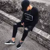 2019 hommes Cool Designer marque noir Jeans Skinny déchiré détruit Stretch Slim Fit Hop Hop pantalon avec trous pour Men219P