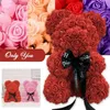 Girl039s Favorite New Year Birthday Gift 40cm Red Rose Teddy Bear Festival Wedding Party Decor Bear Made of Artificial Rose1919777