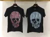 DUYOU mens designer t shirts men short sleeve fashion rhinestone multicolor skulls man t-shirt male high quality Mercerized cotton Top Tees