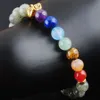 WOJIAER Stränge Armbänder 8mm Labradoirte Stein Runde Perlen Geisterkopf 7 Chakra Heilung Mala Meditation Gebet Yoga Frauen Schmuck K3236