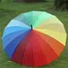 Rainbow Umbrella Women 16K Rainproof Windproof Long Handle Umbrellas Strong Frame Waterproof Large Colorful Rainbow Umbrella DH1371459694