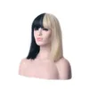 Woodfestival Short Straight Bob Wig Syntetisk svart blond hårvärmebeständig fiber peruker fulla lugg kvinnor cosplay5670135