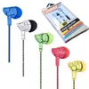 3.5mm hörlurar basheadset Stereo Sound Crack Form In-Ear Headphones Wired With Mic Volume Control för Andriod med Retail Box