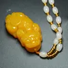 Hotan Jade Yellow Dragon Jade Pixiu Pendant Pendant Topaz Jade Lucky Pixiu Men and Women Pixiu Sweater Chain