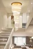 Nuovo design moderno lampadario di cristallo a spirale illuminazione lampadari a sospensione lunghi in oro lampade a LED per hall dell'hotel scale della villa MYY