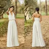 2020 Elegante Jumpsuit de casamento halter uma linha sexy back tornozle comprimento boho vestido de noiva barato calças nupciais terno vestes de mariée