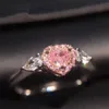 Choucong Lovers Heart ring Pink 5A zircone Crystal 925 sterling silver Fedi nuziali di fidanzamento per le donne Gioielli di moda