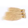 # 613 Blonde Crépus Bouclés Cheveux Brésiliens Bundles Offres 3Pcs 300g Bleach Blonde Bouclés Vierge Extensions de Tissage de Cheveux Humains 10-30 "Longueur Mixte