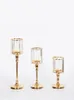 Metal Castiçal cristais grandes Candlestick banhados a ouro de casamento Centro peça central para Romantic Home decoração de mesa