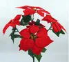 Cheap Fake Artificial Red Poinsettia Flower Silk Velvet Poinsettias Flower Bouquet for Home Party Christmas Decoration