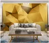 Papéis de parede personalizados Modernos Minimalista Ouro Wallpapers Geométrico papel de parede fundo parede de fundo de tevê