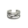 Oryginalna biżuteria srebrna 925 Sterling Silver Multilayer Wrap Twist Vintage Otwarty pierścień dla kobiet Mężczyźni Vintage Retro Regulowane Oświadczenie Pierścienie