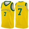 2019 Wereldbeker team Australië Basketball Jerseys 5 Patty Mills 12 Aron Baynes 8 Matthew Dellavedova 6 Andrew Bogut Aangepast bedrukt shirt