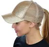 女性帽子ポニーテール野球帽子ソフトボールハットバックホールポニーテールグリッターメッシュ女の子サンシャインキャップハット通気性スナップバックホットセル