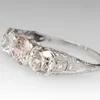빈티지 패션 주얼리 925 스털링 실버 세 돌 5A 큐빅 지르코니아 CZ 다이아몬드 보석 여성 결혼 약혼 반지 선물