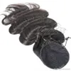 Vmae Braziliaanse natuurlijke zwarte virgin Drawtring Ponytail Horsetail 14 tot 30 inch Weef Rechte Body Wave Real Human Hair Ponytail