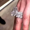 Nowy musujący vintage biżuteria Pierścienie 925 Sterling Srebrny Big Owalny Cut White Topaz CZ Diamond Women Wedding Bridal Ring G333I