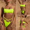 Turmeric Leopard print bikini micro Sexy high waist neon green swimsuit female Push up swimwear women bathing suit biquini