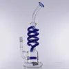 12.2 Inches Hookahs Double Helix Tubes Inline Prec Glass Water Bongs with 14mm Male Bowl for Smoking