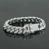 Bracelets en or Hip Hop pour hommes, bijoux en diamant simulé, chaîne à maillons glacés à la mode