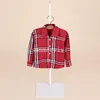 Camicia a quadri per ragazzi stile designer per bambini camicia a maniche lunghe con risvolto per bambini in cotone top casual marca abbigliamento per ragazzi kaki rosso blu A011418090266