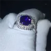 Игристое обещание кольцо стерлингового серебра 925 подушка cut 4ct Алмаз партия обручальное кольцо кольца для женщин палец подарок ювелирных изделий
