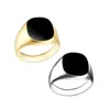 Moda simple aceite de goteo negro anillos para mujeres hombres hombre oro plateado anillo regalo del banquete de boda accesorios de la joyería venta al por mayor Bagues Femme