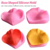 2pcs / set petal löv ros formad silikon mögel kaka dekoration verktyg fondant 3d blommor bröllop tårta moul