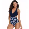 Maillot de bain une pièce imprimé, Sexy, dos nu, décolleté en V profond, col licou, Monokini, pour femmes