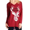 T-shirts à manches longues Chemises de Noël Femmes Lettre de Noël Tops Grande taille Col en V Pull décontracté Cerf Elk T-Shirt T-shirts Blouses Blusas A6472