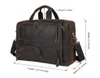 Designer-European and American vintage style multi-pocket business bag Mad Horseskin men's leather handbag large briefcase