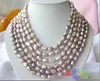 6WOW 8MMX12MM-9MMX14MM Barock Lavendel FW Cultured Pearl Necklace 16-21 "