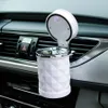 Biltillbehör Universal Luxury Portable LED Light Car Ashtray Cigarette Holder Bil Styling Rök Svart Vit Storage Cup VT0971