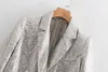 2019 Spring Suit Collar Jacket Långärmade Double-Breasted Suit Rak Tube Solid Färg Medium-Long Sequined Women's Blazers