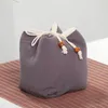 Square Thicken 3 Grids Storage Bags Travel Portable Linen Drawstring Jewelry Pouch Bag Small Tea Pot 2 Cup Cloth Pouch