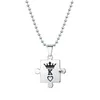 Wholesale titane acier personnalisé King Queen Crown amoureux Puzzle Pendentif Collier en acier inoxydable Cadeaux de bijoux personnalisés pour couples