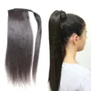 Elibess Merk Human Ponytail Rechte Lint Paardenstaarten Clip in Hair Extensions 200g 2 stks, 18 20 22 "Wrap Pony Tail Horsetail, gratis verzending