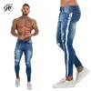 Gingtto Mens Jenas Side Stripe Super Spray op Skinny Jeans Mannen Plus Elastische Taille Europa Size Athletic Body Type Street Mode CJ191210