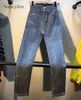 Sonbahar Çivili Kot Kadın 2020 Sonbahar Yeni Ağır Elmas-Kakma Ütü Elmas Yüksek Bel Ince Elastik Dokuz Cent Jeans Pantolon