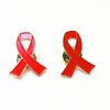 10pcs/lot HIV Jewelry Enamel red Ribbon Brooch Pins Surviving Breast Cancer Awareness Hope Lapel Buttons Badges