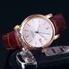 Nouveau San Marco Classico Boîtier en or rose 8156-111-2/91 Montre automatique pour homme Date Stud Cadran blanc Bracelet en cuir marron Montres Hello_watch 6Color