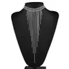 Fashion-Crystal Tassel chokers necklace Fashion wedding jewelry Rhinestone Statement necklaces&pendants Chunky necklace Accessories 2017