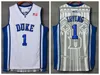 Duke Blue Devils Kyrie Irving College Баскетбольный мужской колледж № 1 Kyrie Irving сшитые баскетбольные рубашки Белый Синий Черный Средняя школа