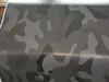 Premium svart grå camo vinyl wrap bil motorcykel dekal spegel kamouflage vinyl bilklistermärke med luftfrigöring folie277s