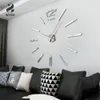 Horloge murale autocollants décor à la maison grand miroir romain mode horloges modernes salon autocollant bricolage 3D mur Watch5332514