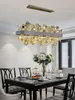 Lampadario di lusso in oro nero Illuminazione per sala da pranzo Villa Appartamento Soggiorno Rettangolo Lampade a sospensione Cucina moderna 2418