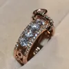 Роскошный Женский Кристалл Diamonda Кольцо Уникальный Стиль Мода Розовое Золото Серебро Ювелирные Изделия Старинные Обручальные Кольца Для Мужчин И Женщин